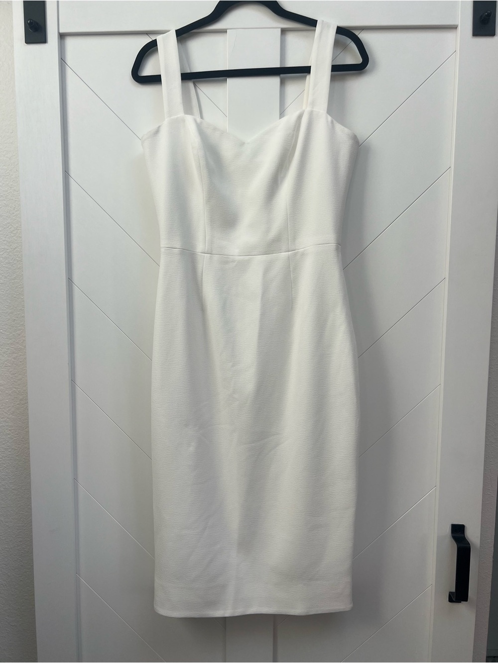 Dress the Population White Square-Neck Midi Sheath Dress